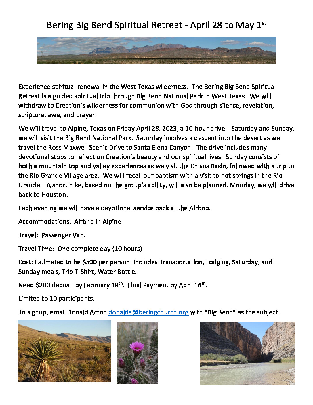 BIG BEND SPITITUAL RETREAT